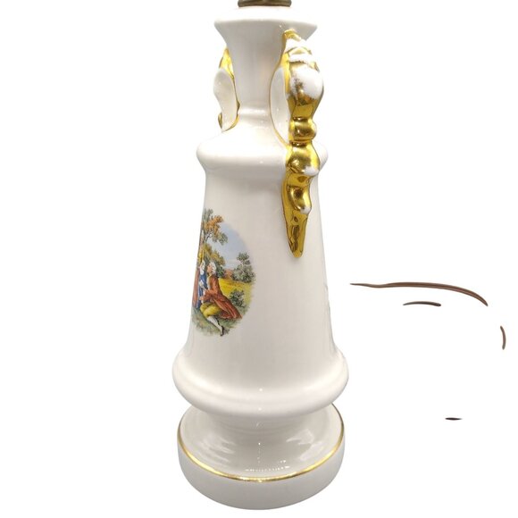 Vintage Glazed Gilded Porcelain Lamp, Table Lighting Decor, Classic French Victo - Picture 10 of 12